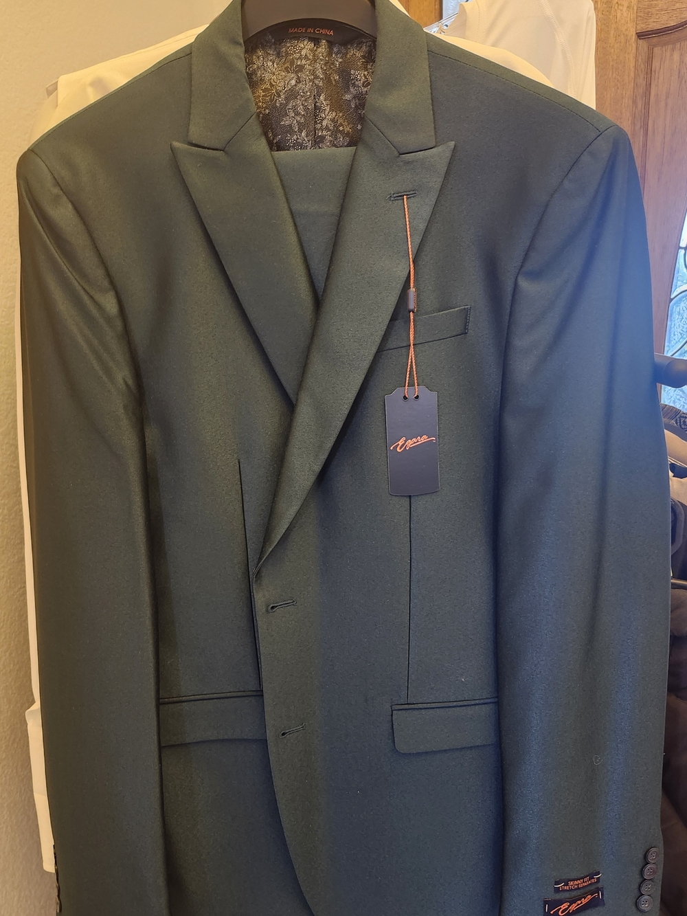Egara Forest Green Men's Single-Breasted Suit Jacket